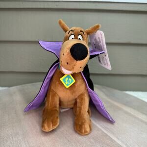 Scooby Doo Vampire Halloween 8" Plush Stuffed Dog in Black Purple Cape Raz NEW